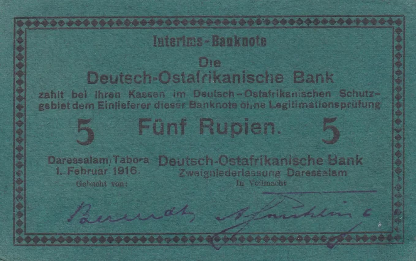 5 rupees 1915 from German  East Africa, P-36b