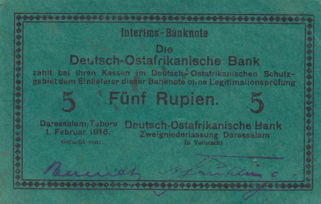 5 rupees 1915 from German  East Africa, P-36e