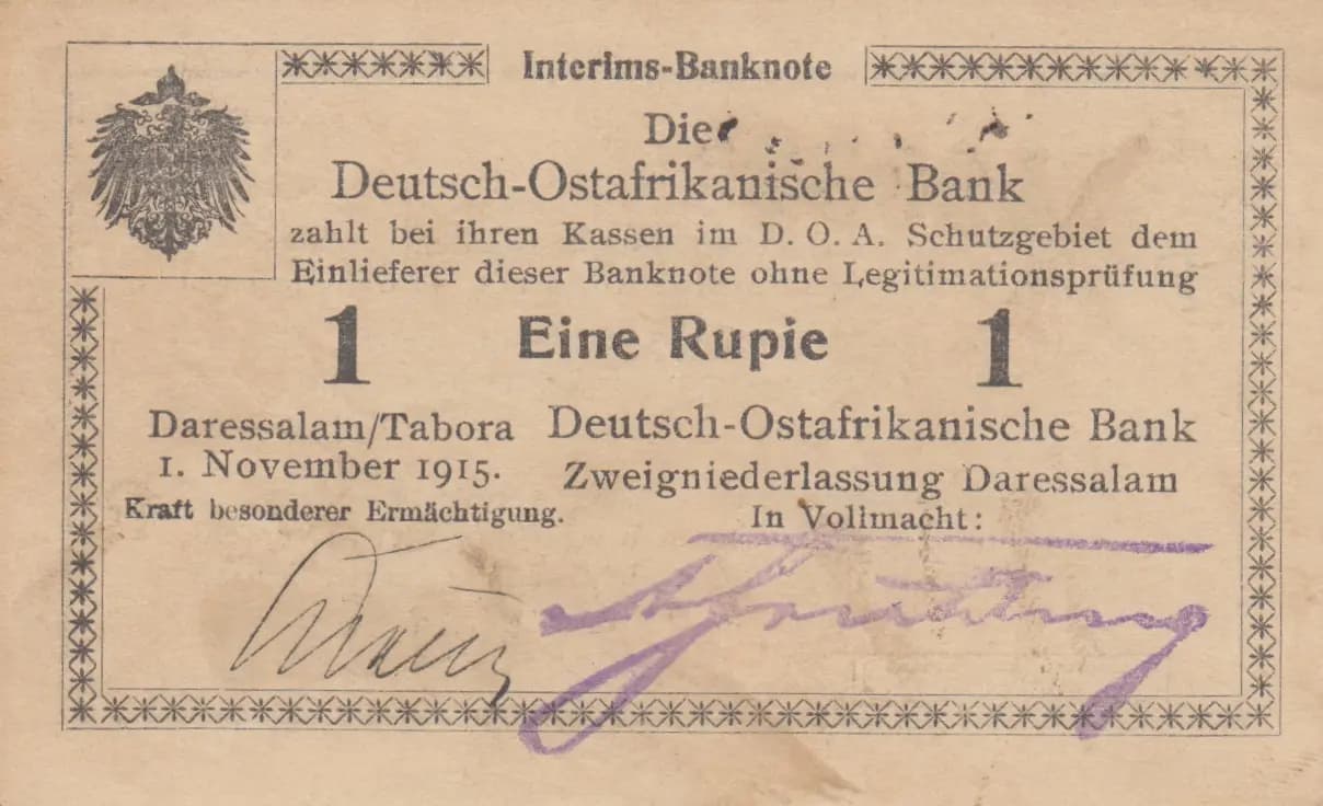 1 rupee 1915 from German  East Africa, P-9Ab