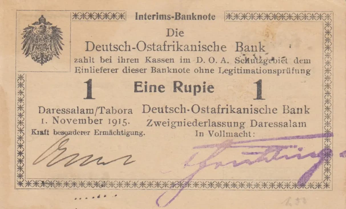 1 rupee 1915 from German  East Africa, P-9Ab