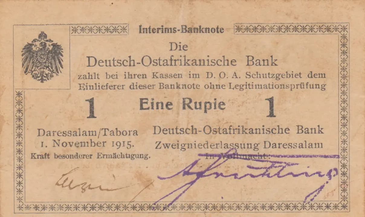 1 rupee 1915 from German  East Africa, P-9Ab