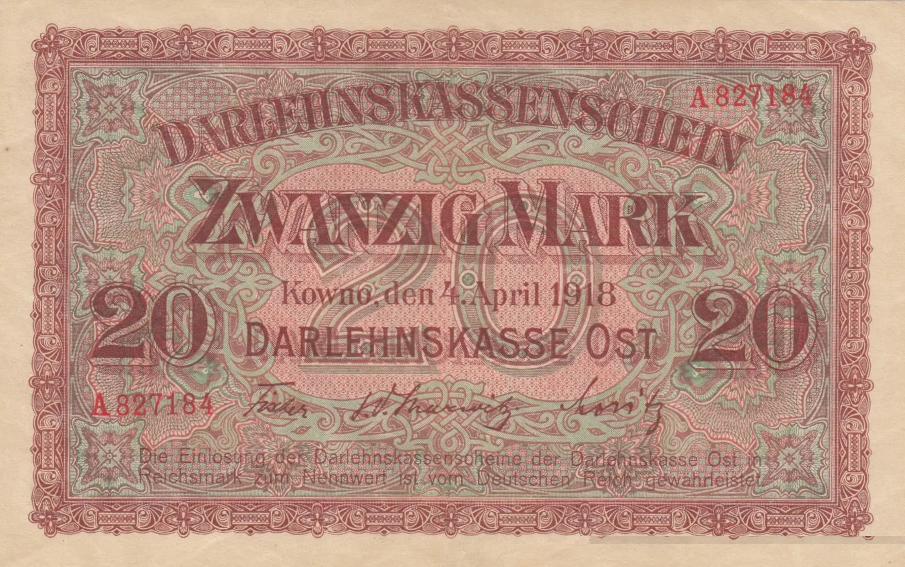 20 mark 1918 from Germany, P-R131 (1918) — image 1