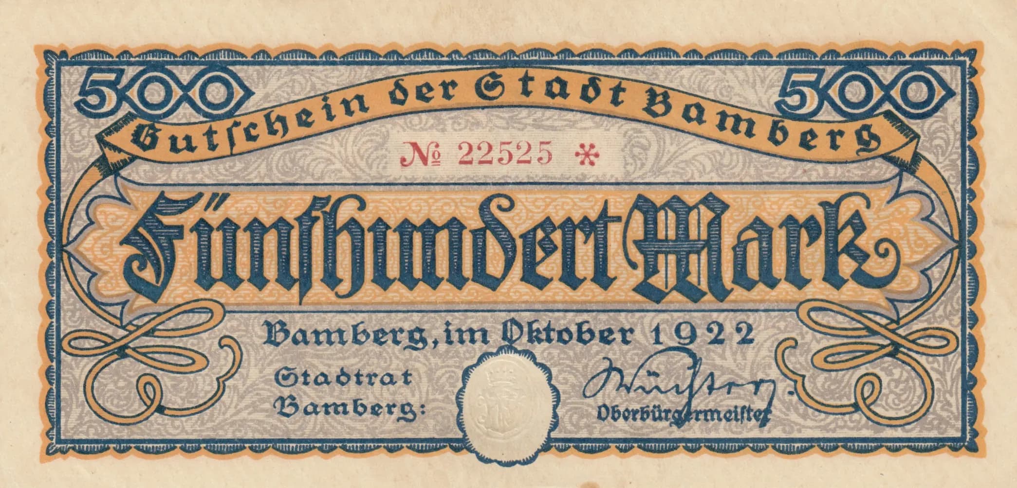 500 mark 1922 from Germany, P-unlisted