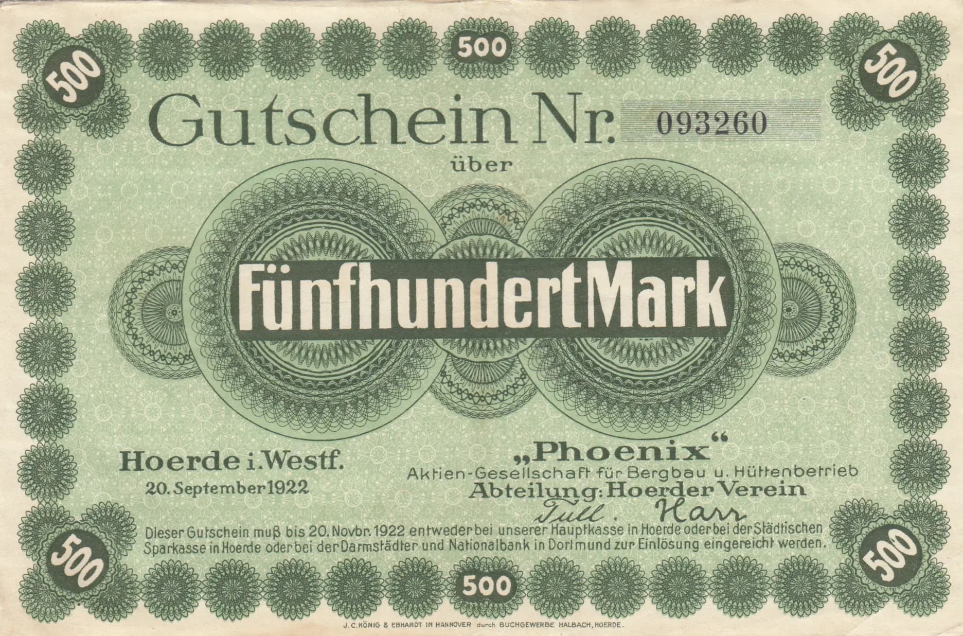 500 mark 1922 from Germany, P-unlisted