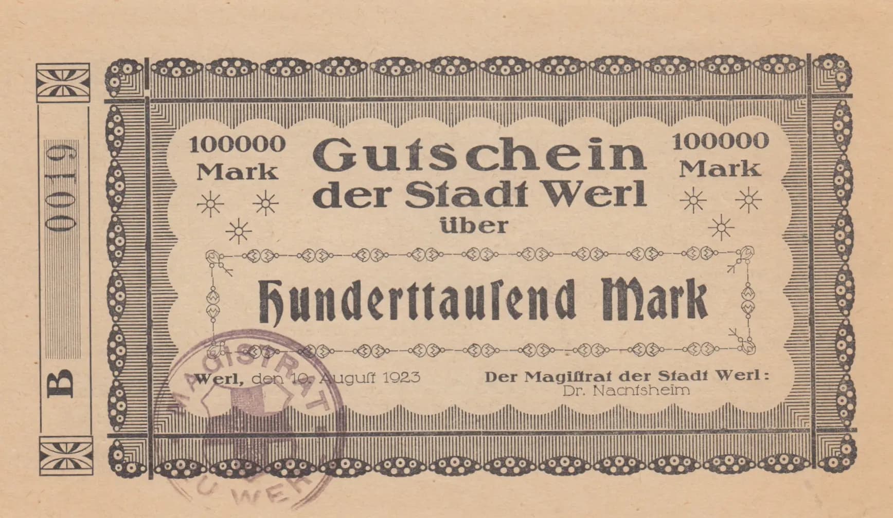 100 000 mark 1923 from Germany, P-unlisted (1923) — image 1