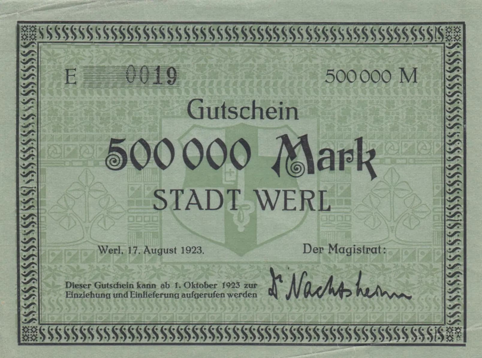 500 000 mark 1923 from Germany, P-unlisted (1923) — image 1
