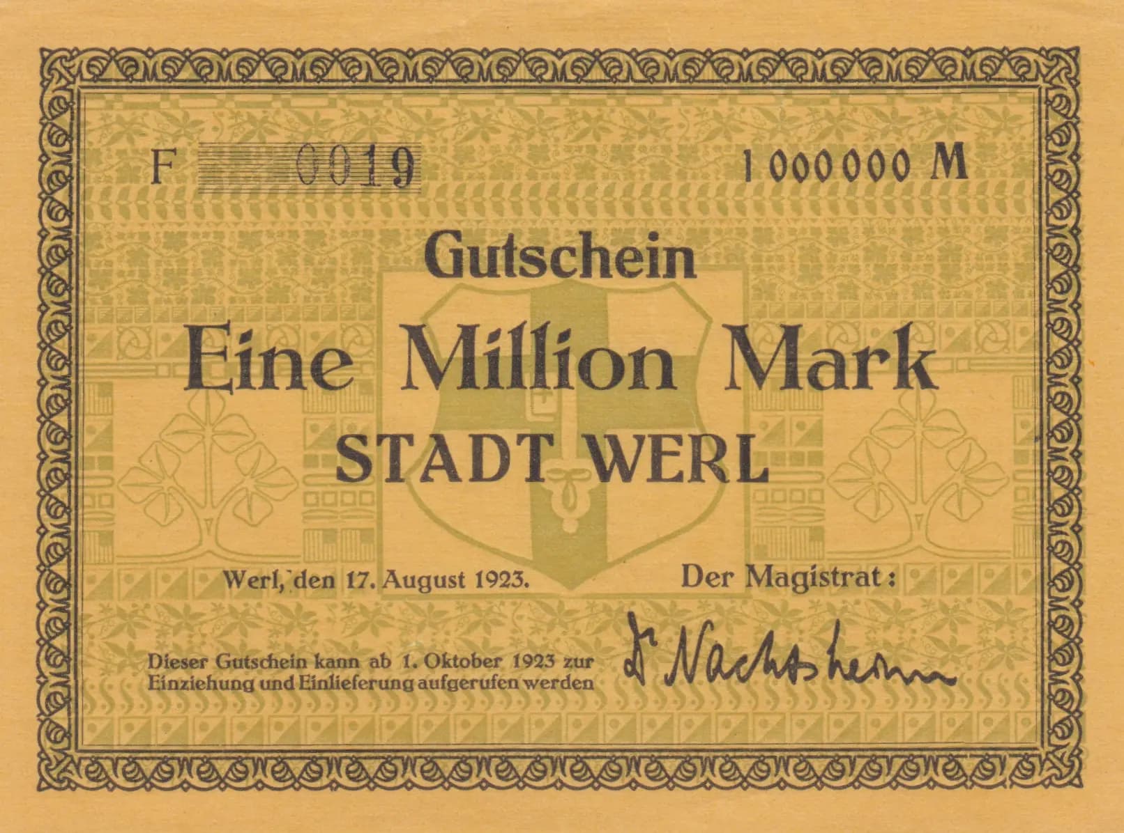 1 000 000 mark 1923 from Germany, P-unlisted (1923) — image 1