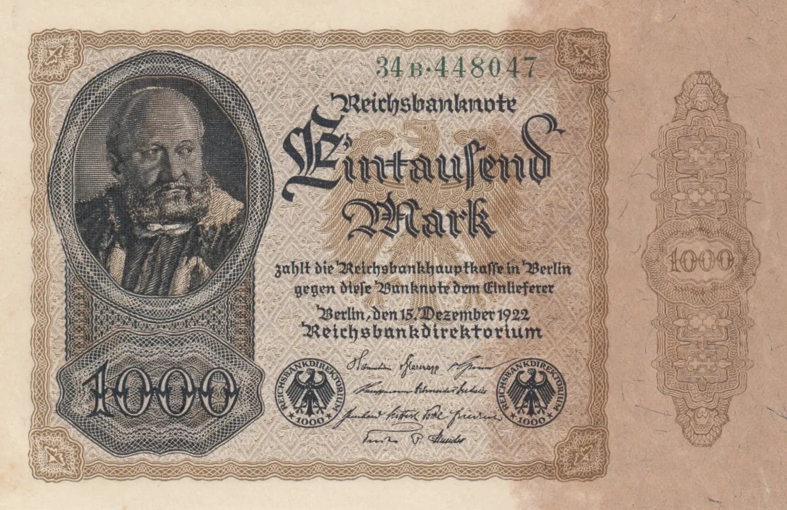 1000 mark 1922 from Germany , P-82a (1922) — image 1