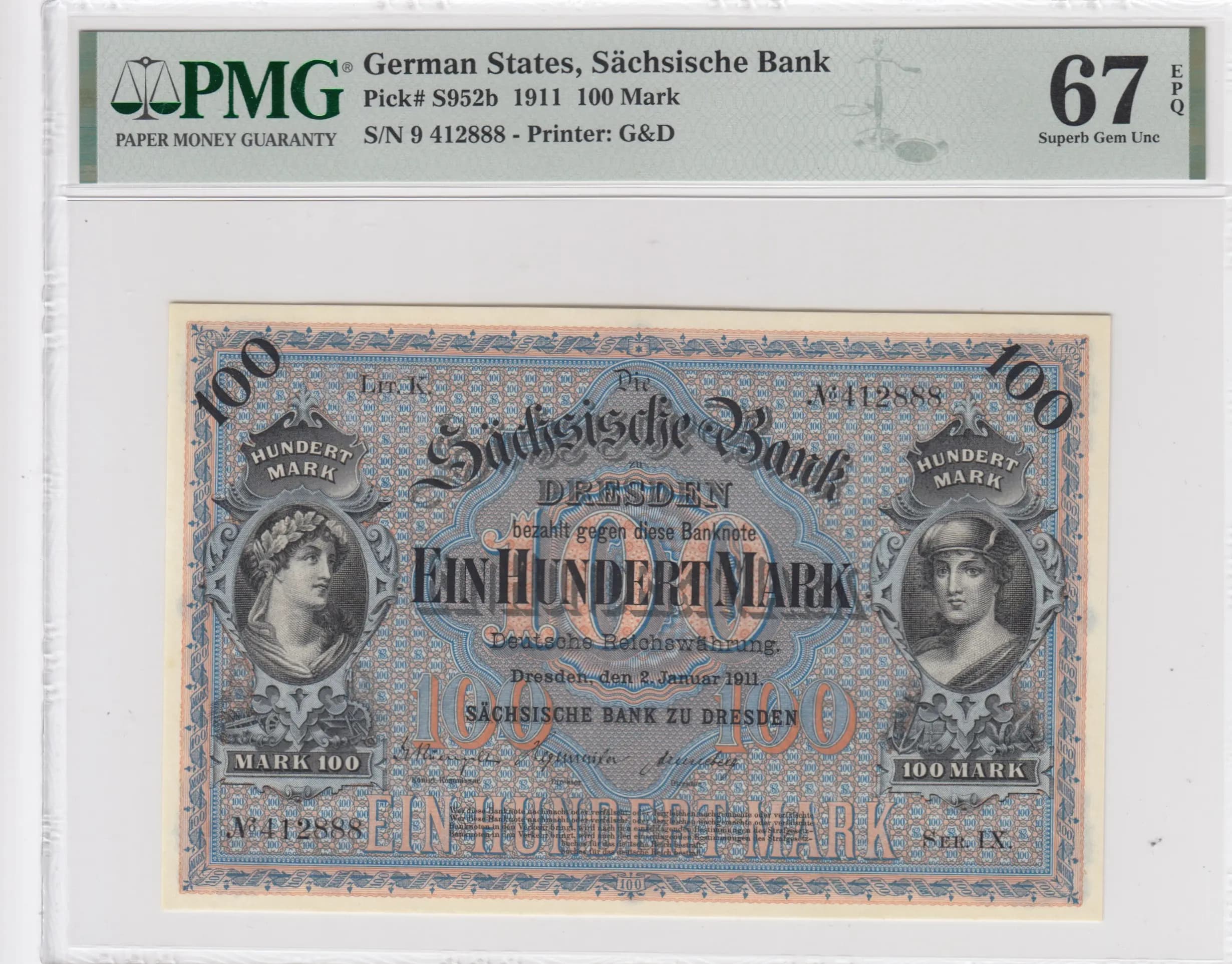 100 mark 1911 from Germany, P-S952b (1911) — image 1