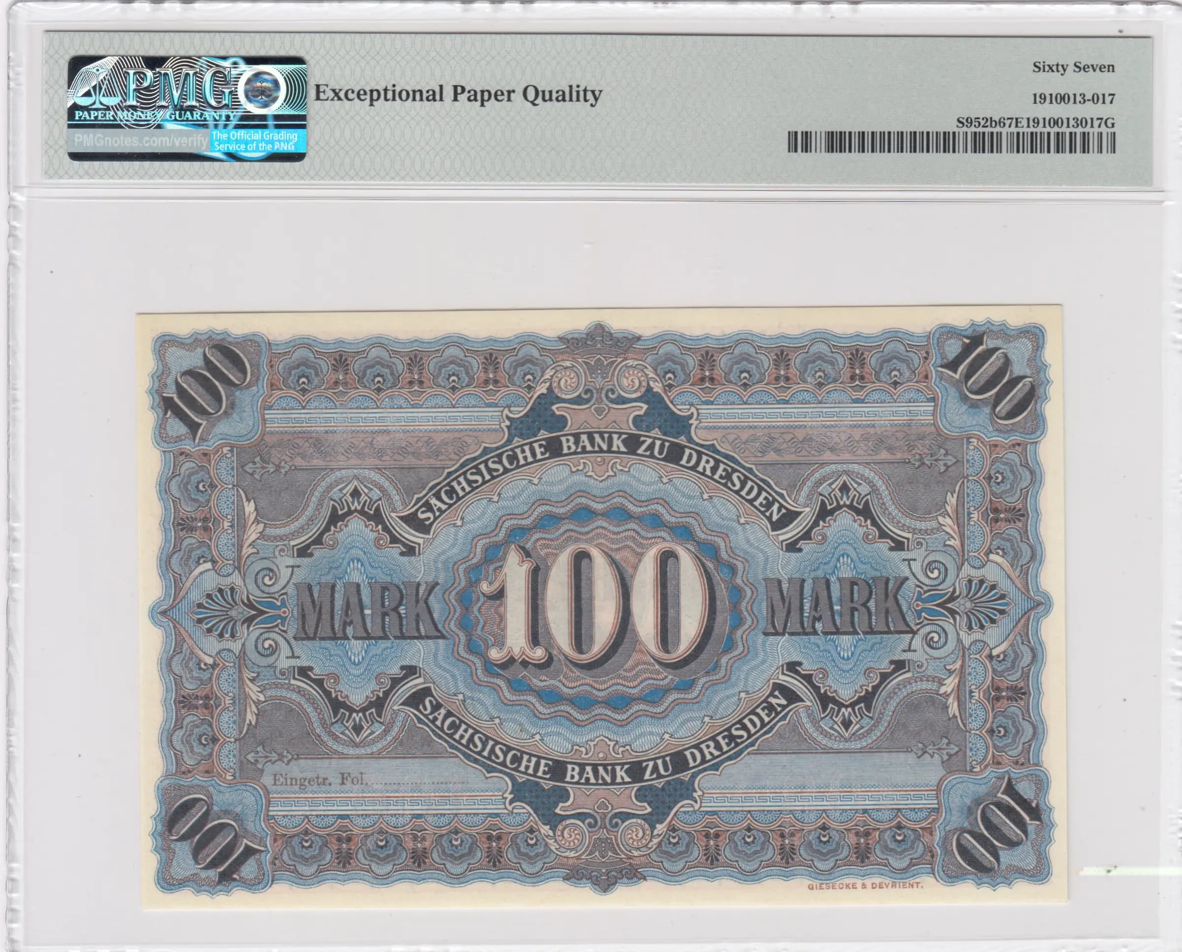 100 mark 1911 from Germany, P-S952b (1911) — image 2