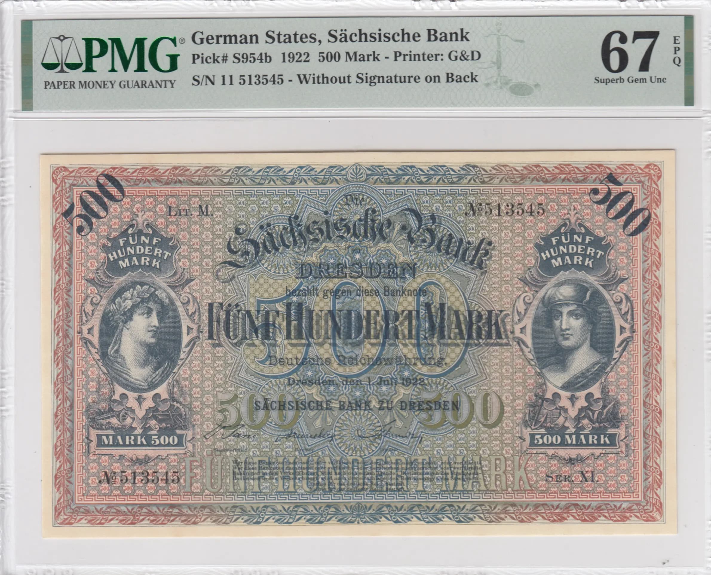 500 mark 1922 from Germany, P-S954b (1922) — image 1