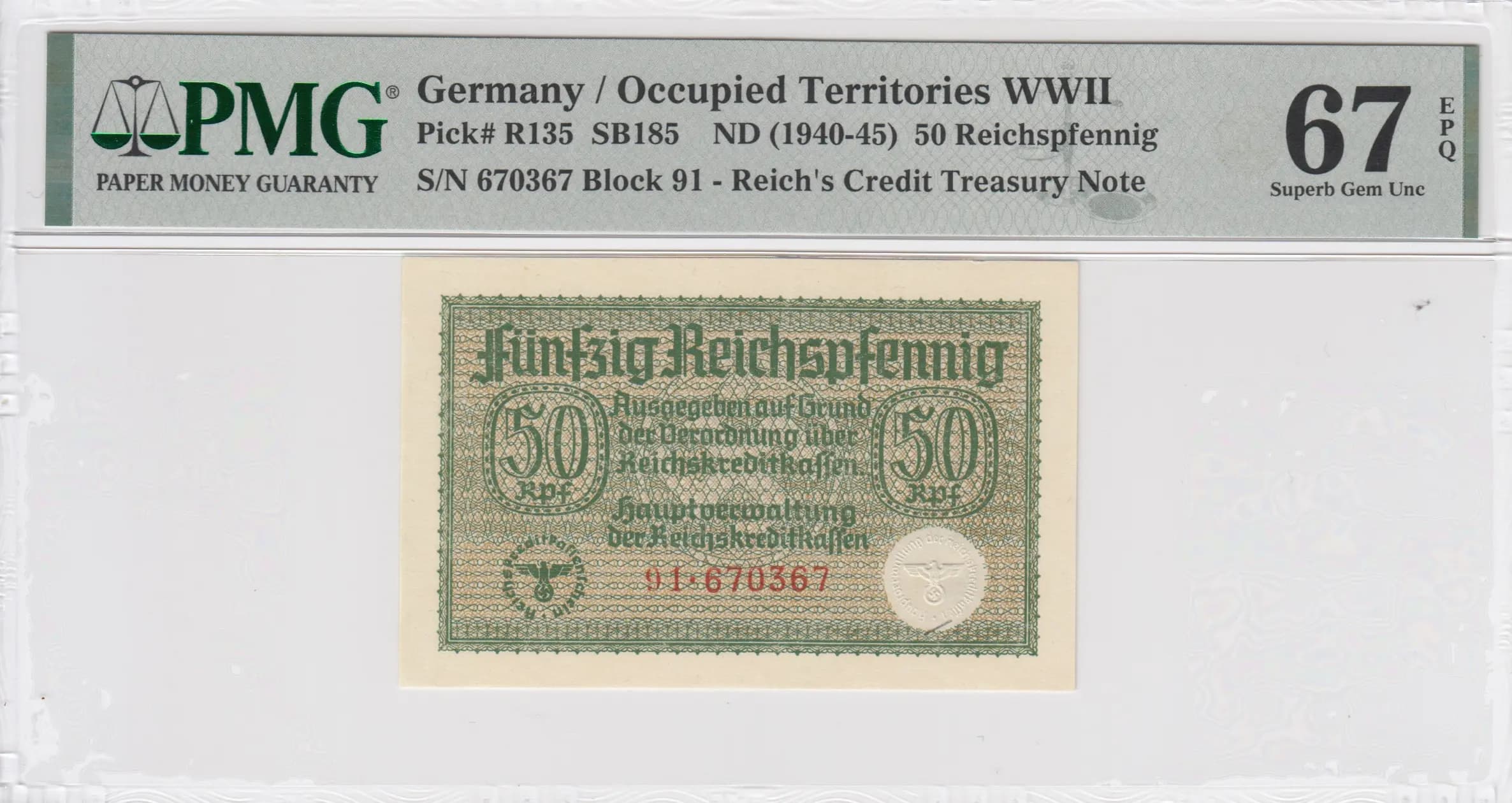 50 reichspfennig 1940 from Germany , P-R135