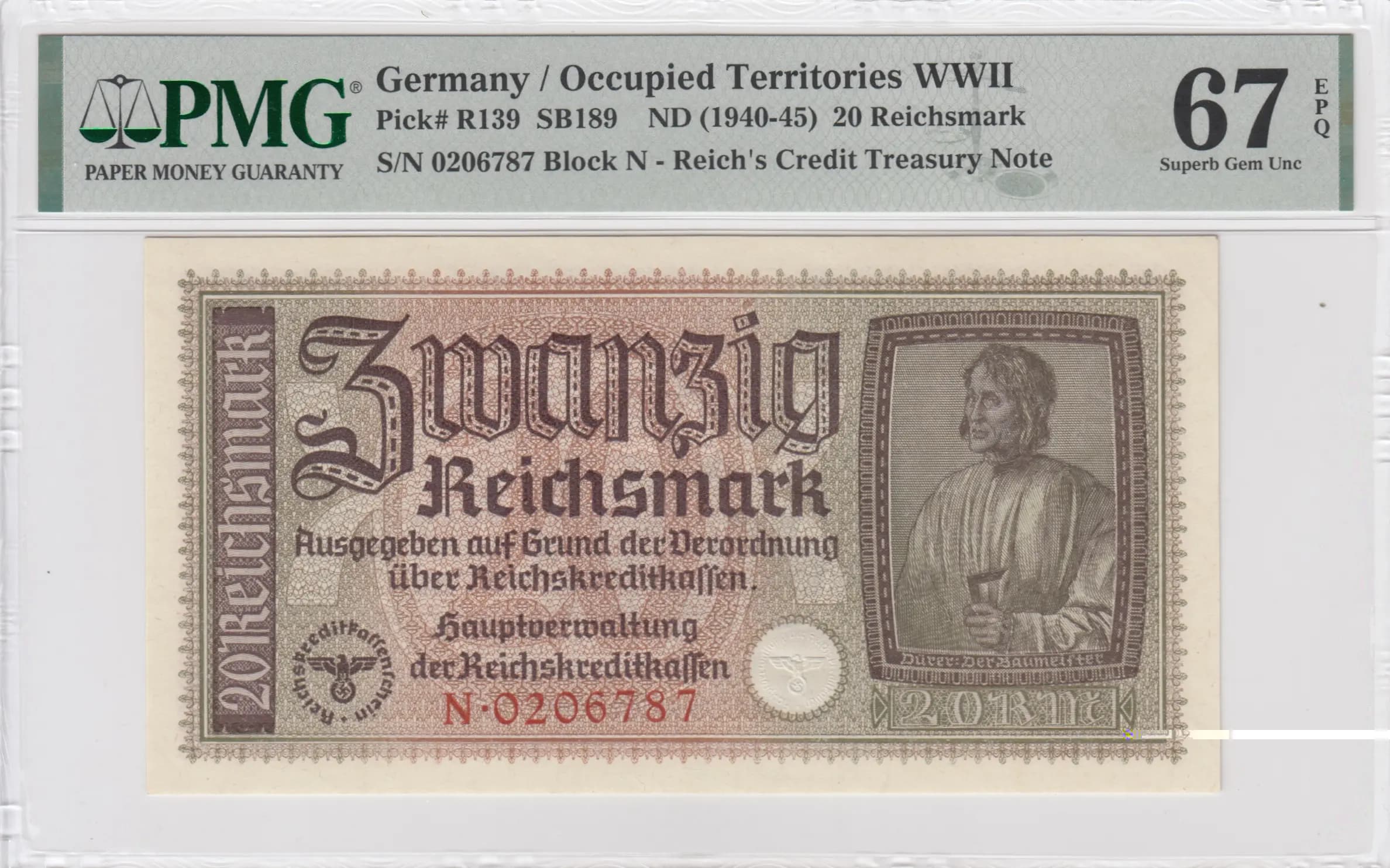 20 reichsmark 1940 from Germany , P-R139