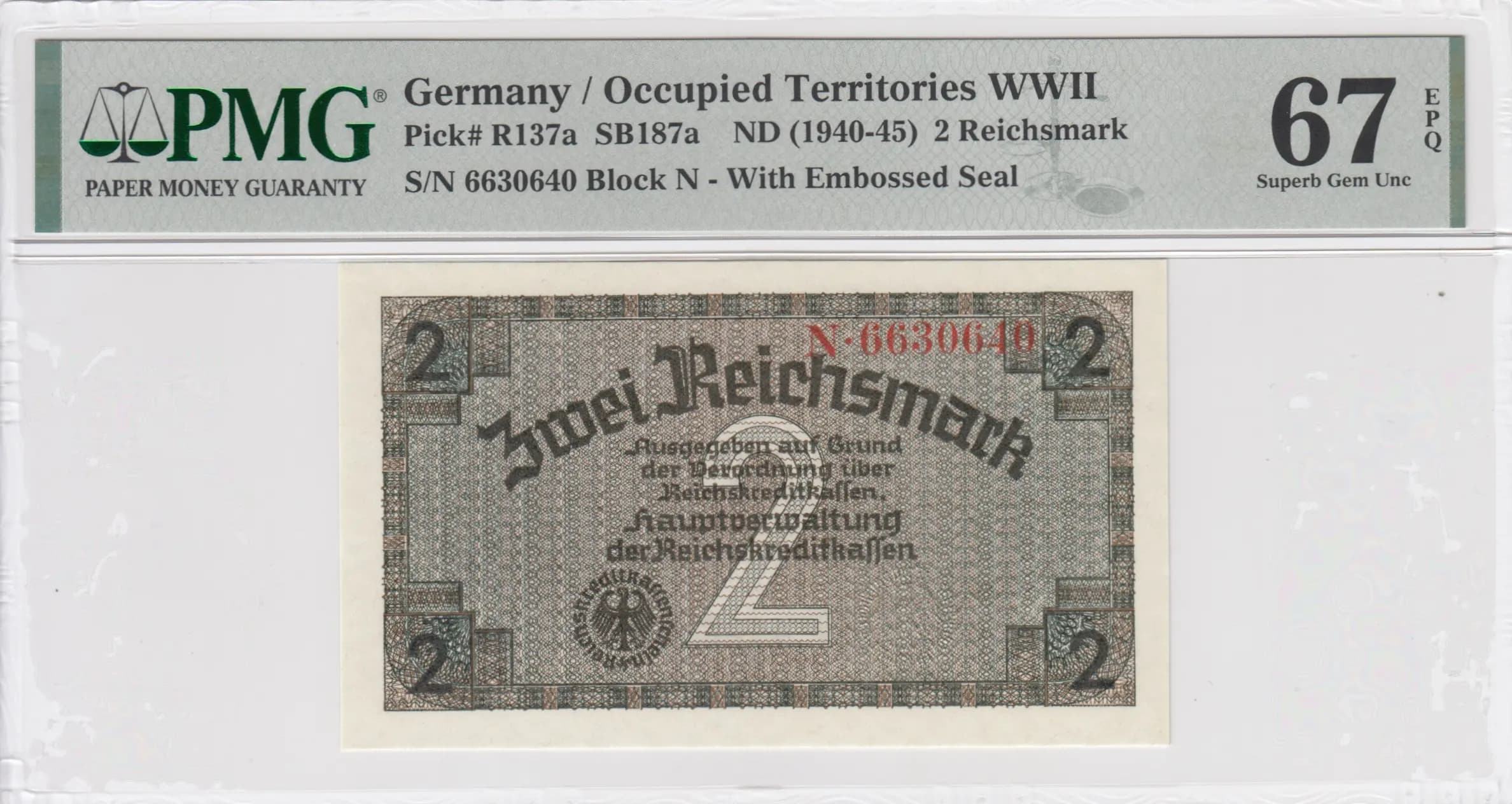 2 reichsmark 1940 from Germany, P-R137a (1940) — image 1