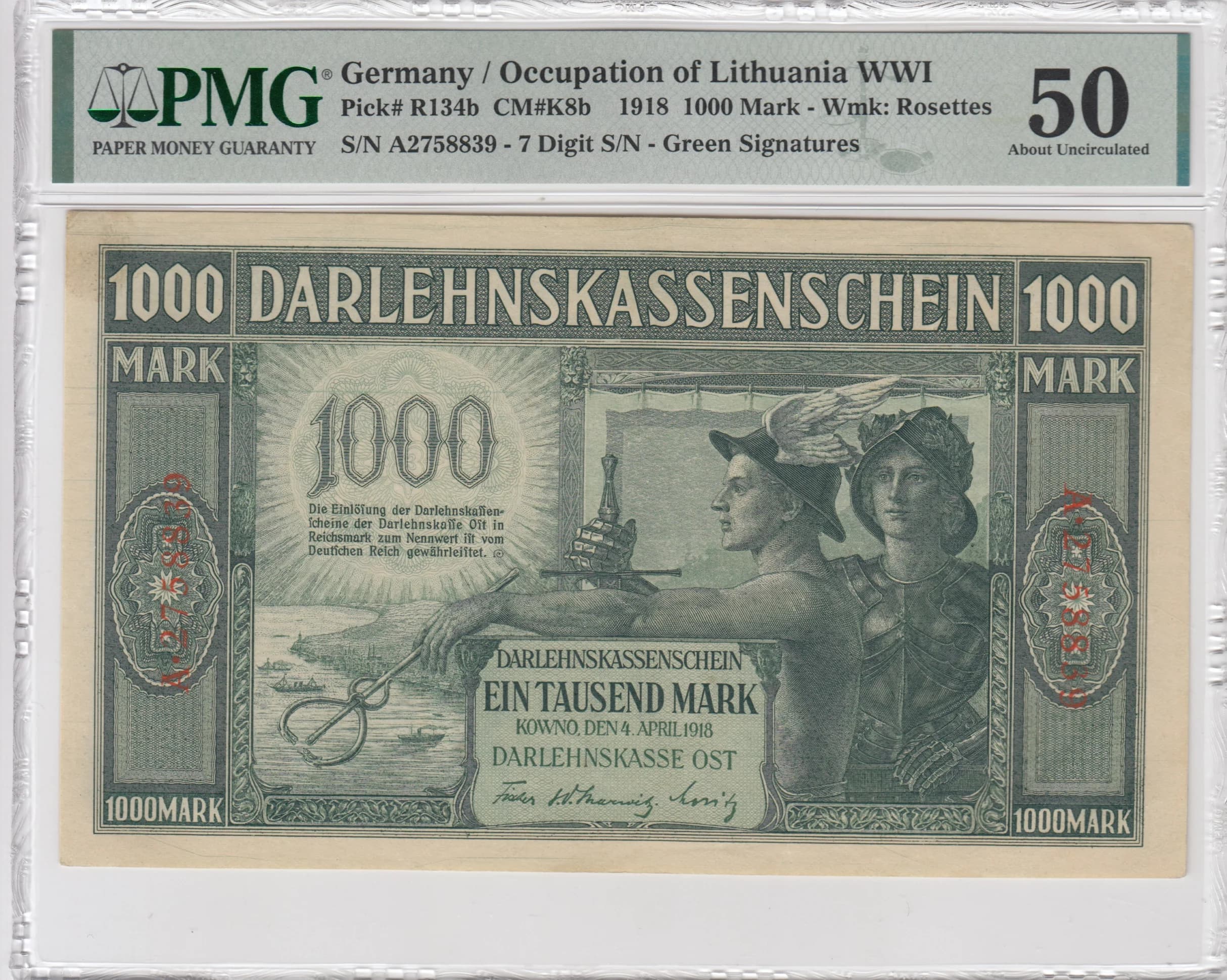 1000 mark 1918 from Germany, P-R134b