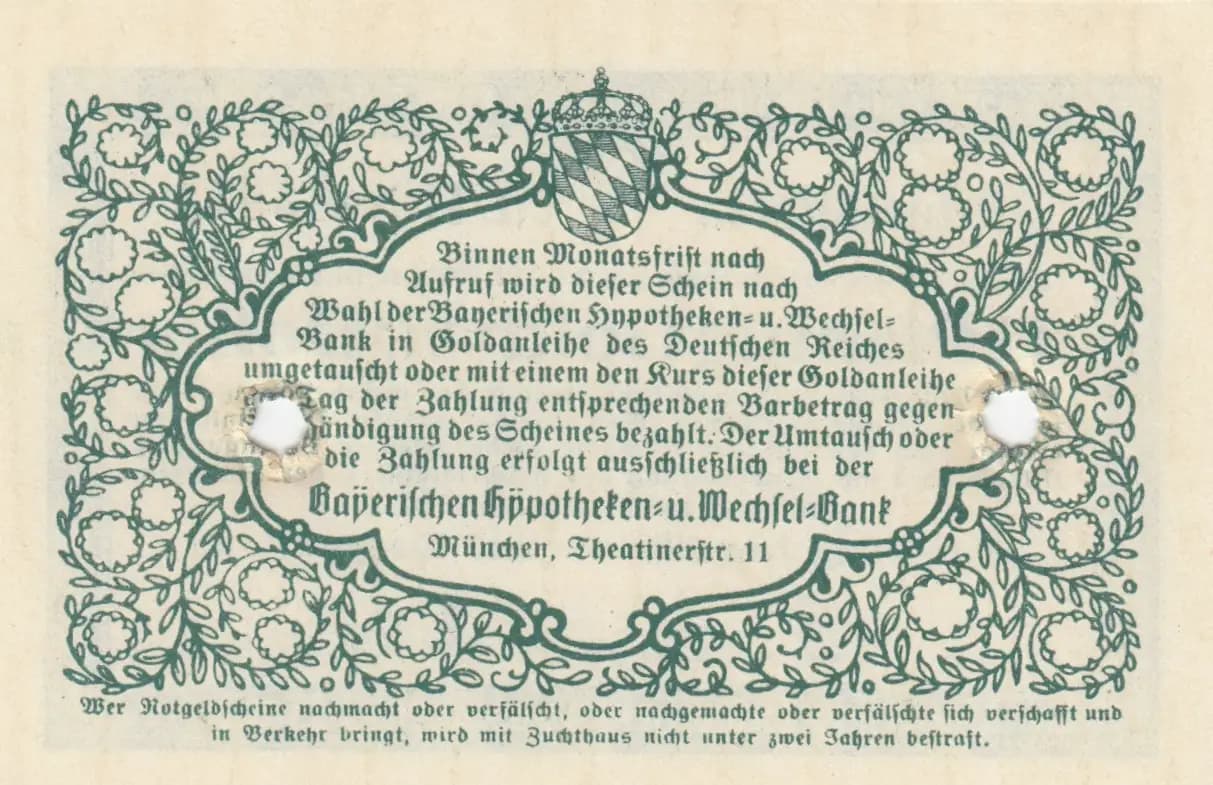 42 pfennig gold= 1/10 dollar 1923 from Germany, P-unlisted (1923) — image 2