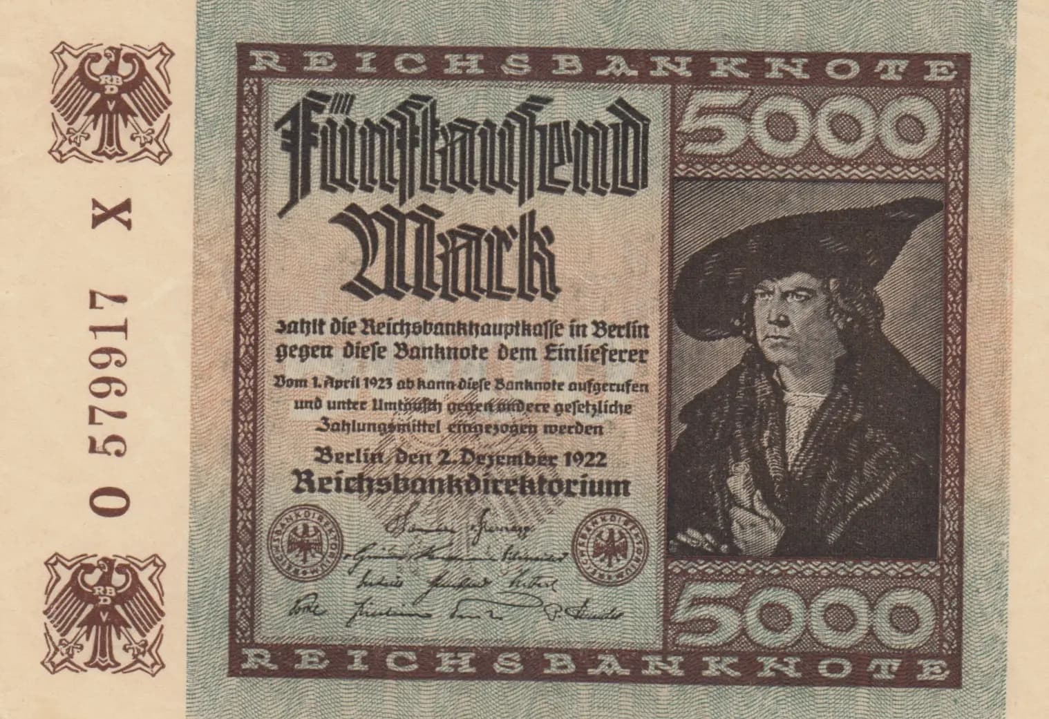 5000 mark 1922 from Germany , P-81c (1922) — image 1