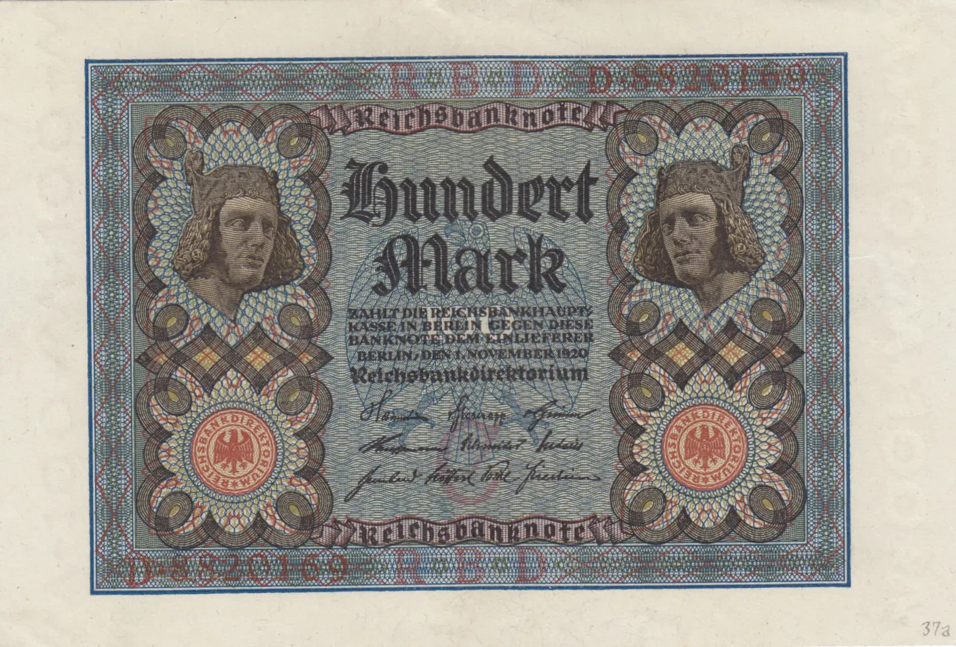 100 mark 1920 from Germany , P-69a