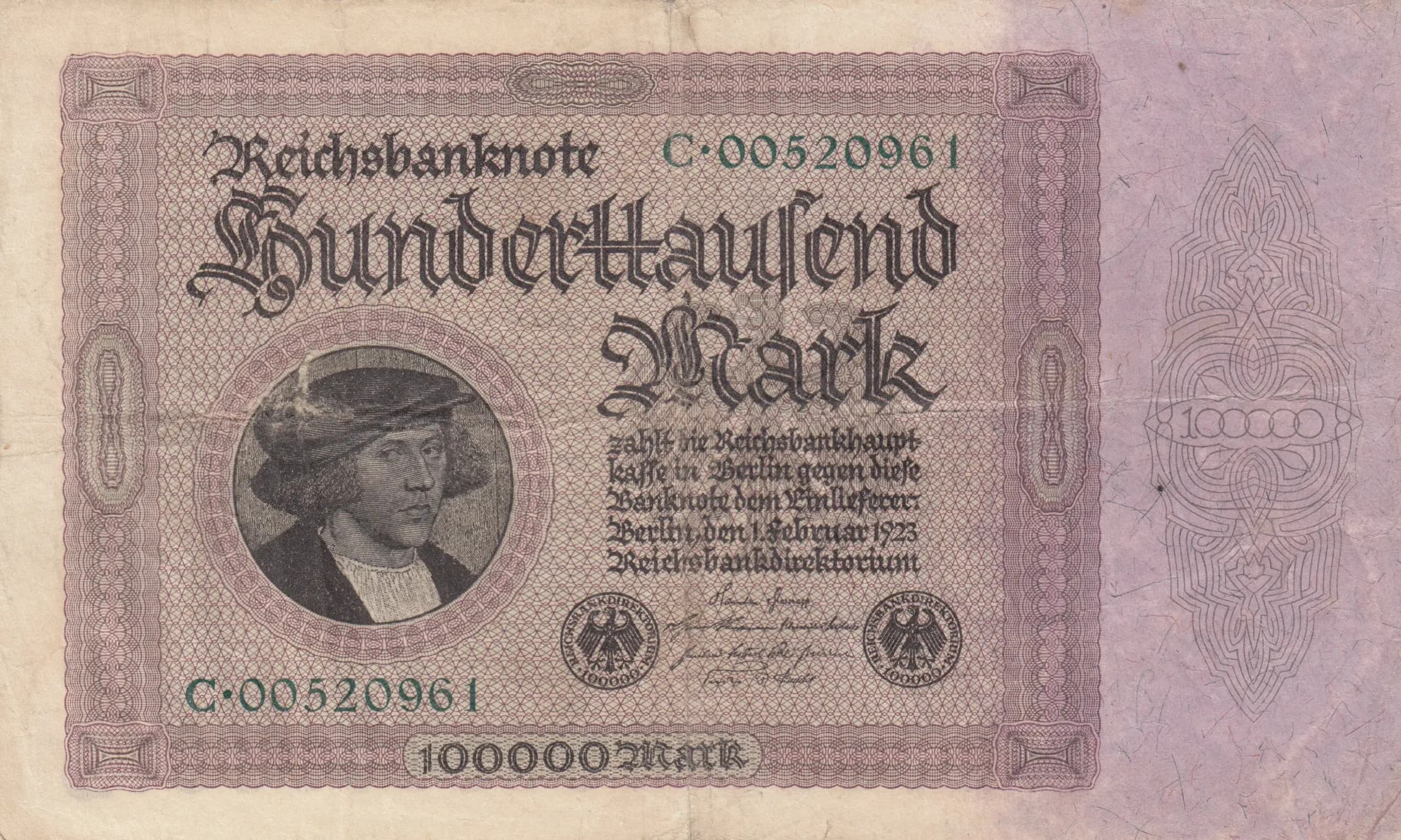 100 000 mark 1923 from Germany , P-83a