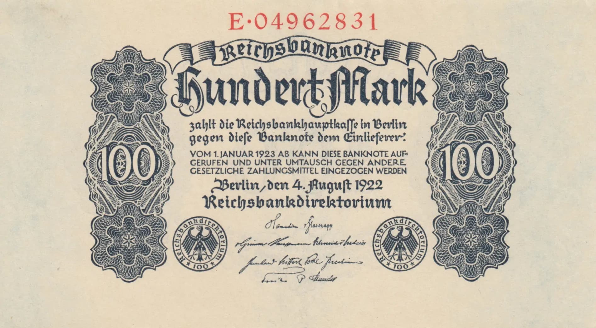 100 mark 1922 from Germany , P-75 (1922) — image 1