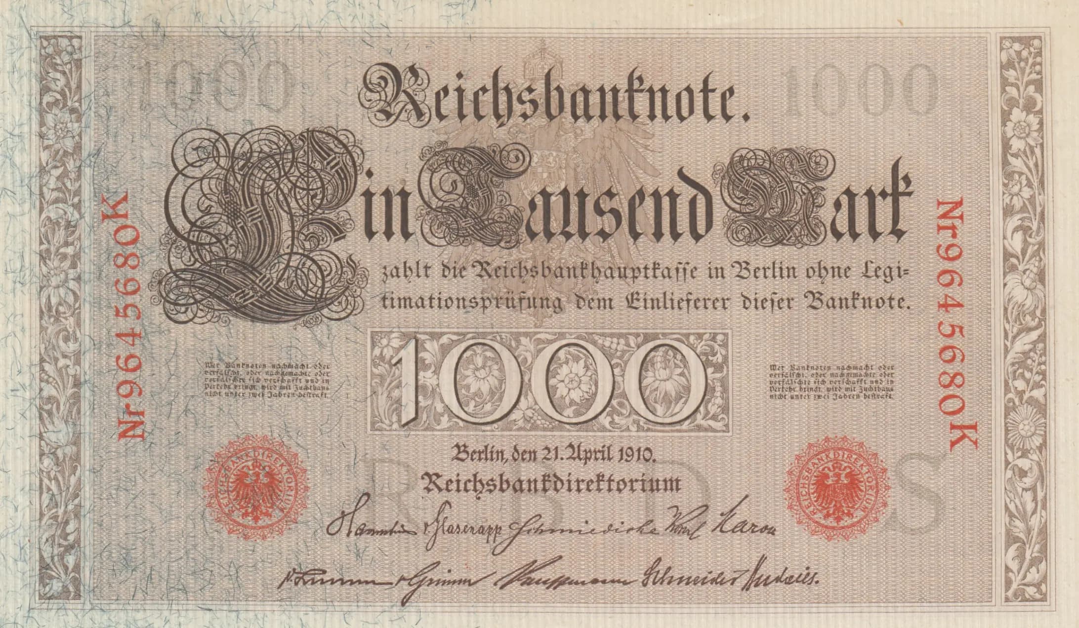 1000 mark 1910 from Germany , P-44b (1910) — image 1