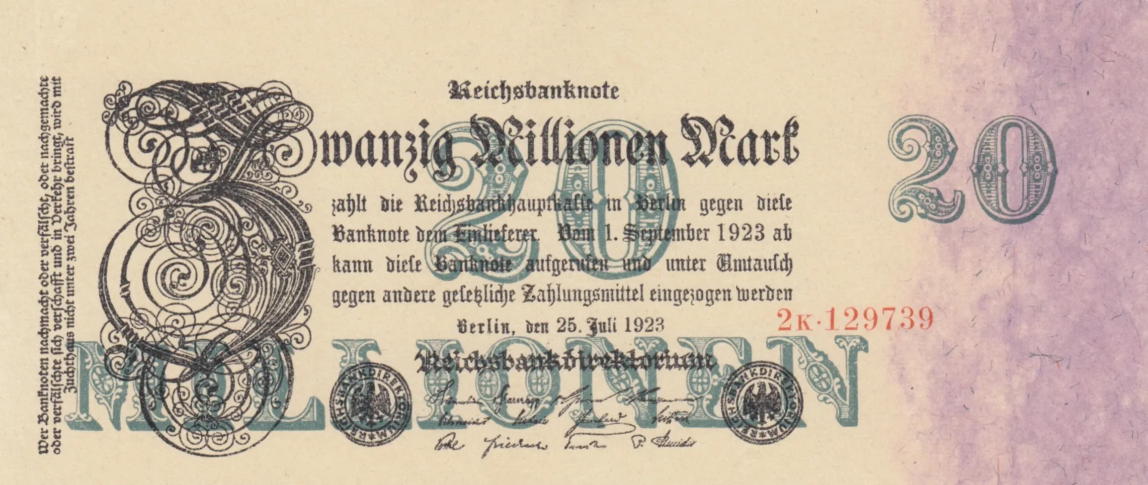 20 000 000 mark 1923 from Germany , P-97b (1923) — image 1