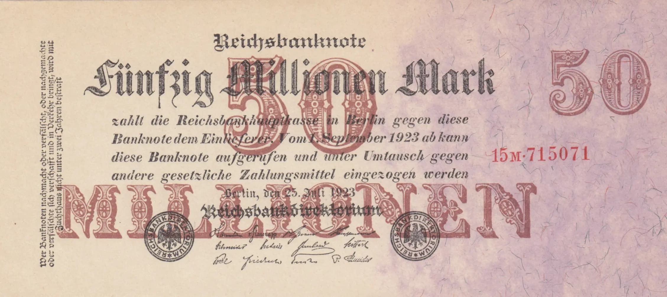 50 000 000 mark 1923 from Germany , P-98b (1923) — image 1