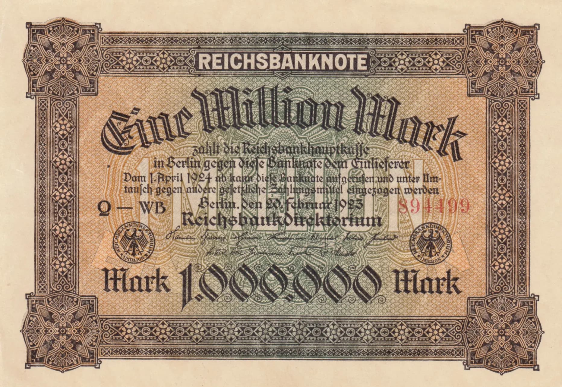 1 000 000 mark 1923 from Germany , P-86a (1923) — image 1