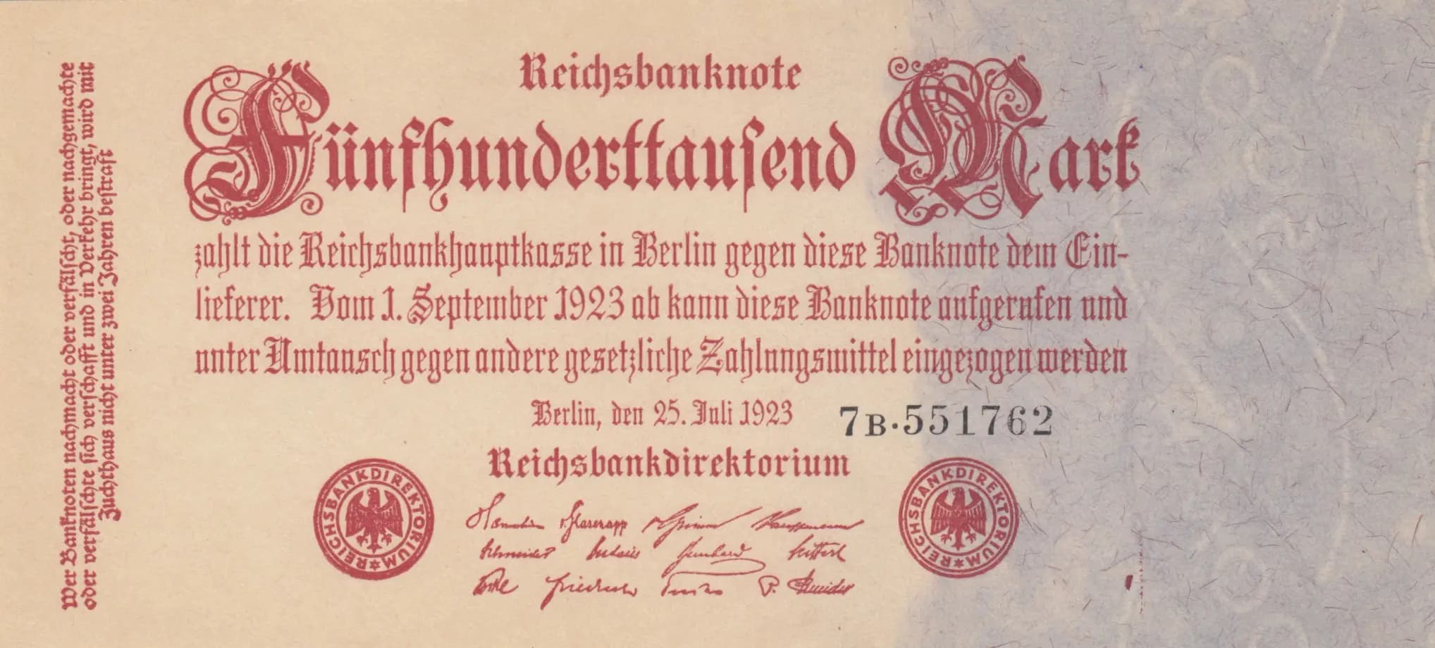 500 000 mark 1923 from Germany , P-92 (1923) — image 1