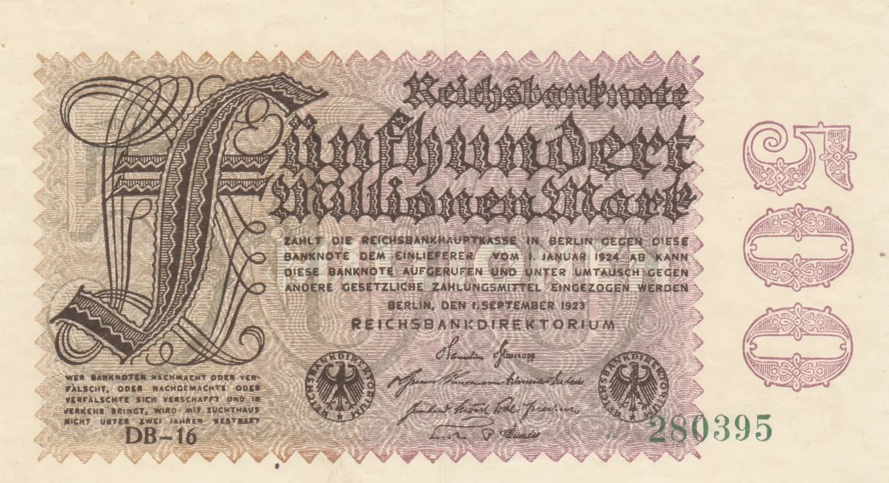 500 000 000 mark 1923 from Germany , P-110e