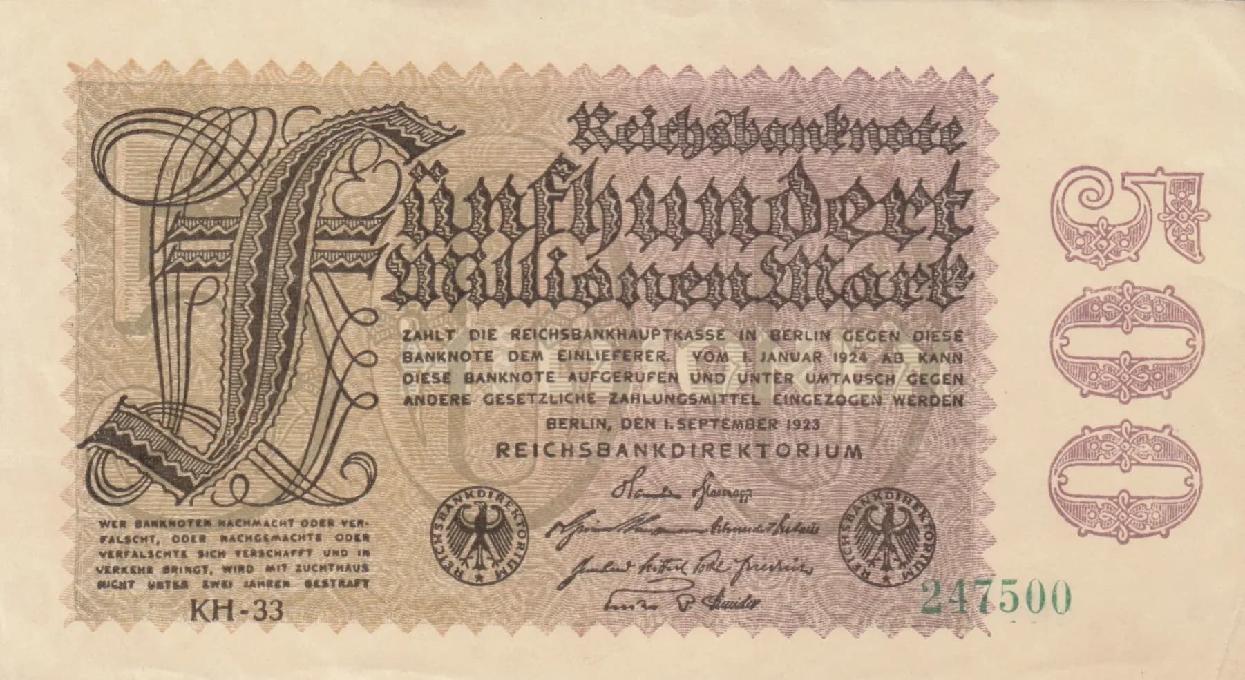 500 000 000 mark 1923 from Germany , P-110f (1923) — image 1