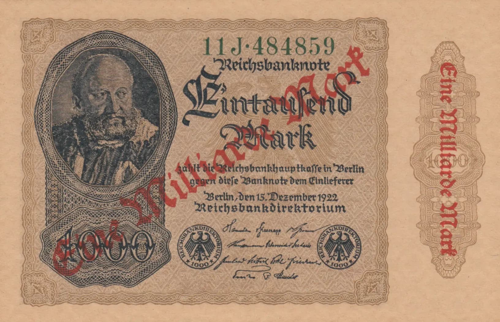 1 000 000 000 mark 1923 from Germany , P-113b (1923) — image 1