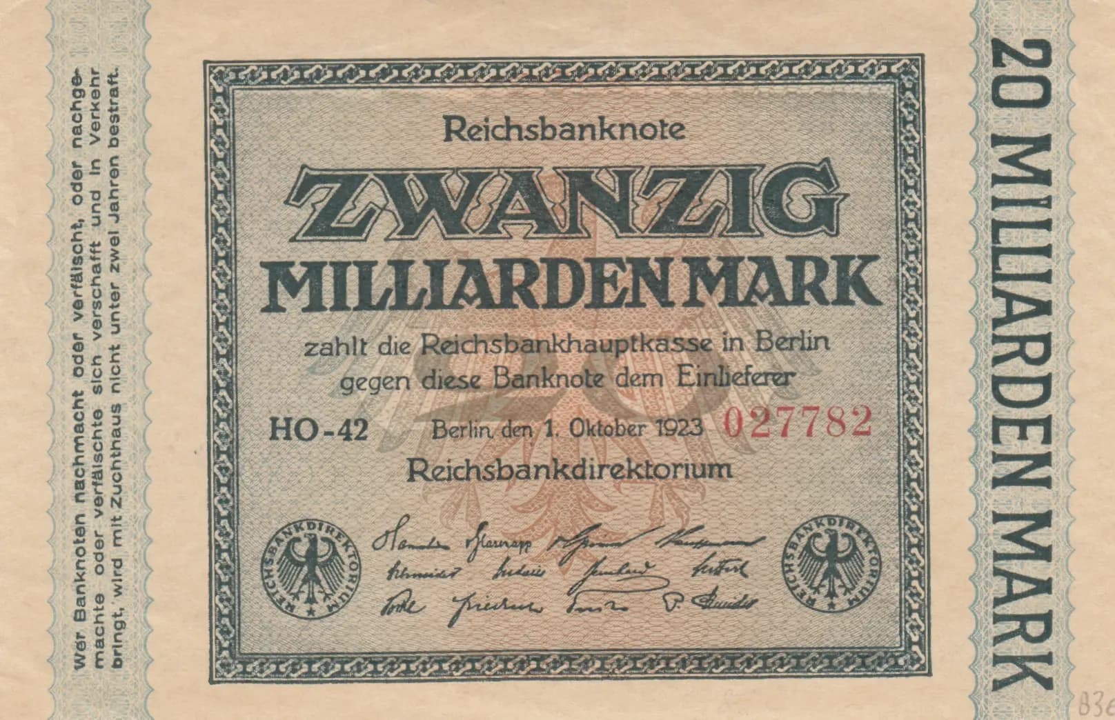 20 000 000 000 mark 1923 from Germany, P-118e