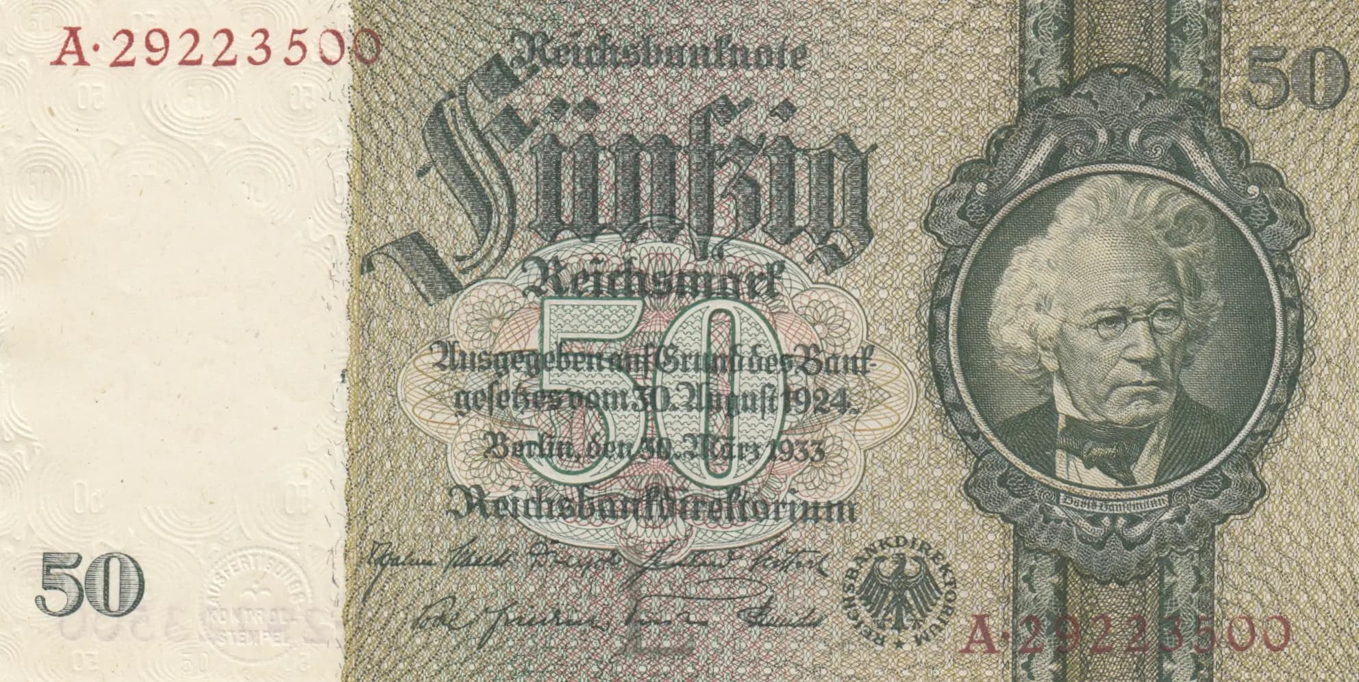 50 reichsmark 1929 from Germany, P-182a (1929) — image 1