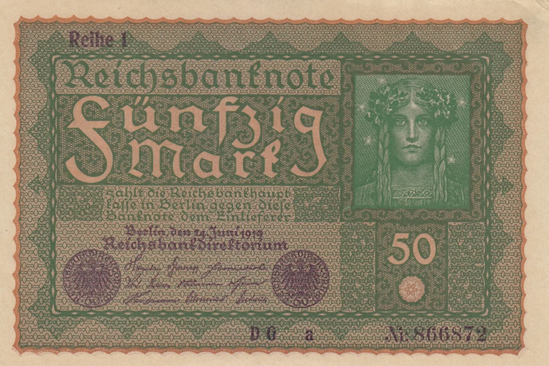 50 mark 1919 from Germany , P-66 (1919) — image 1