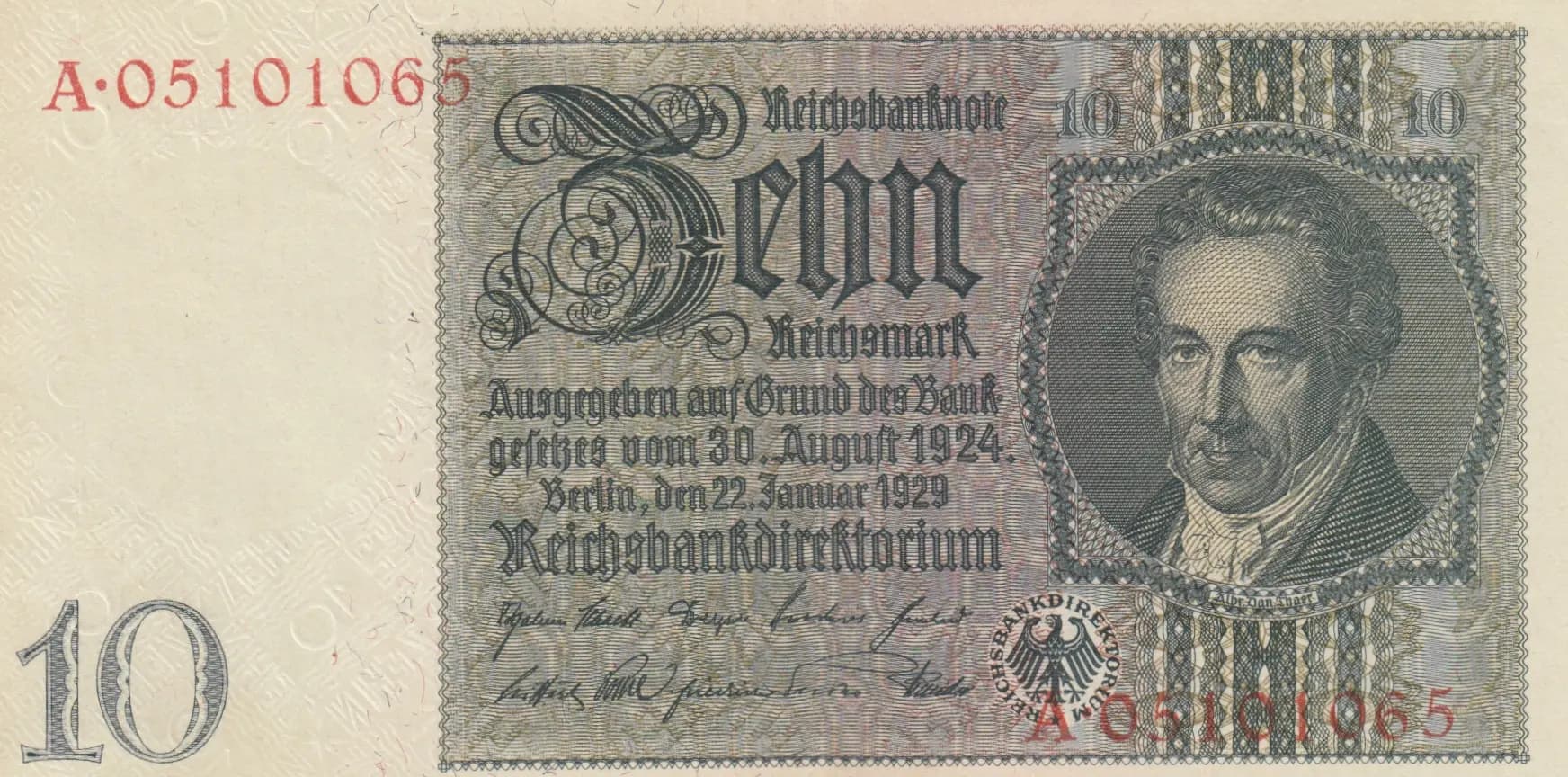 10 reichsmark 1929 from Germany, P-180b (1929) — image 1