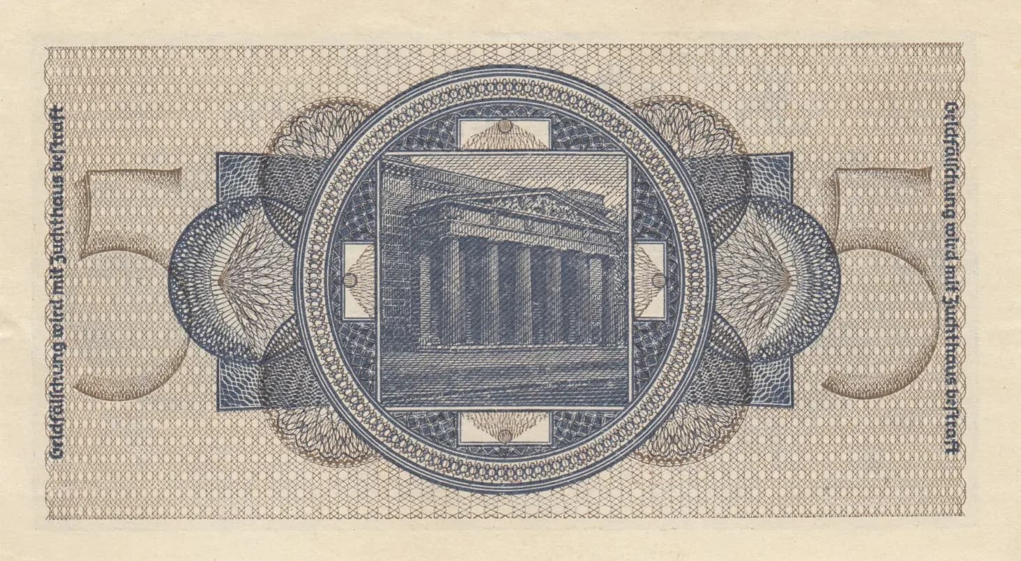 5 reichsmark 1940 from Germany , P-R138b (1940) — image 2