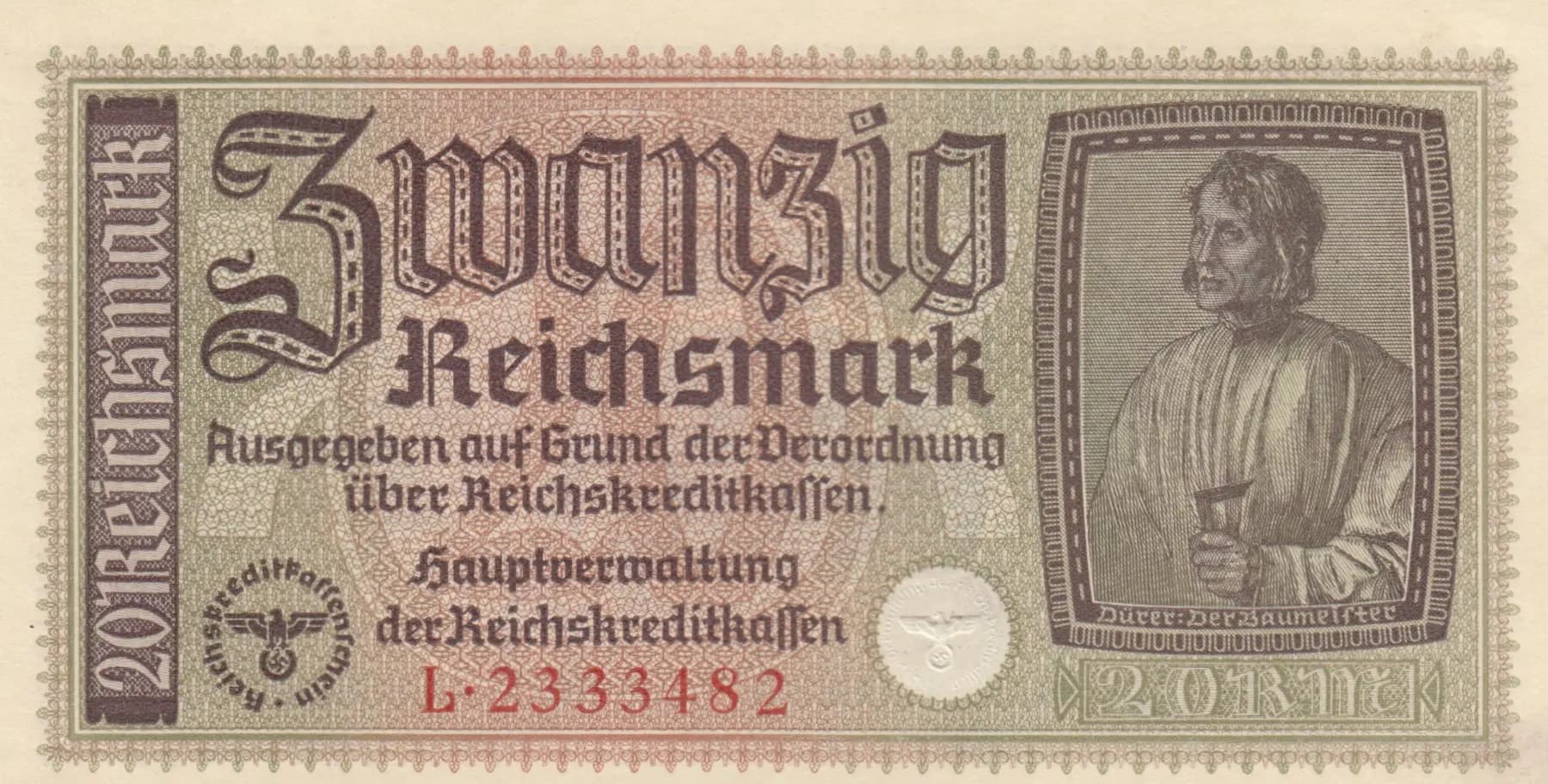 20 reichsmark 1940 from Germany , P-R139 (1940) — image 1