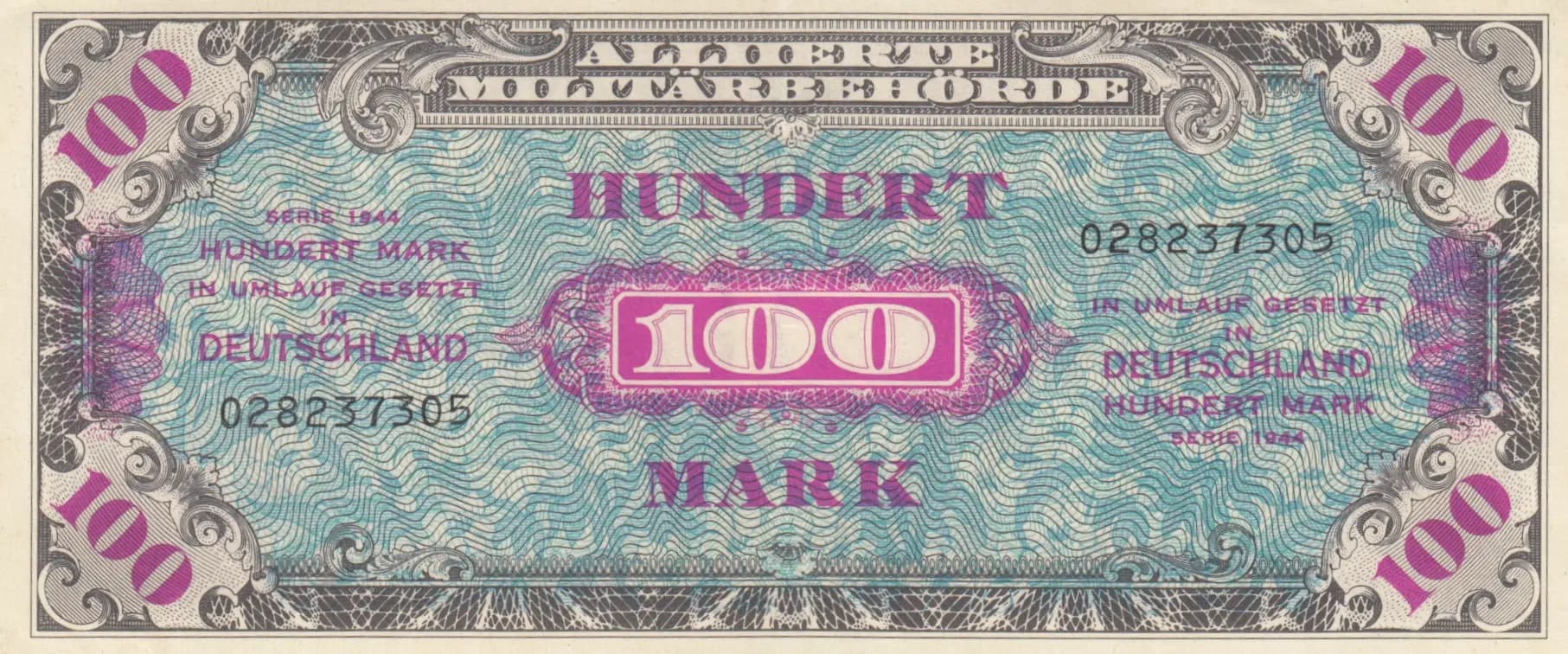 100 mark 1944 from Germany, P-197a (1944) — image 1