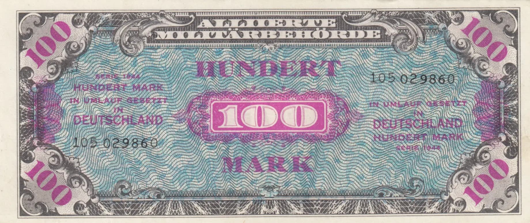 100 mark 1944 from Germany, P-197b