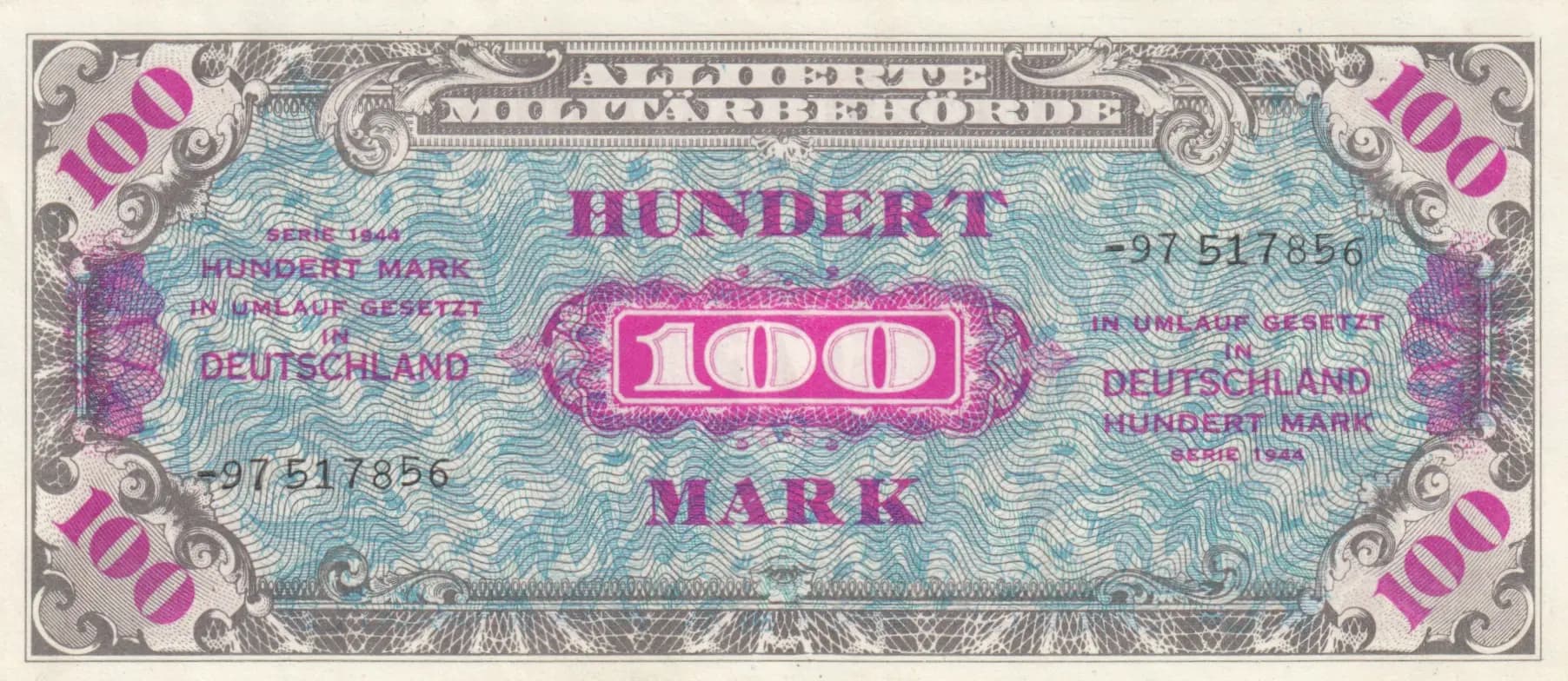 100 mark 1944 from Germany, P-197d