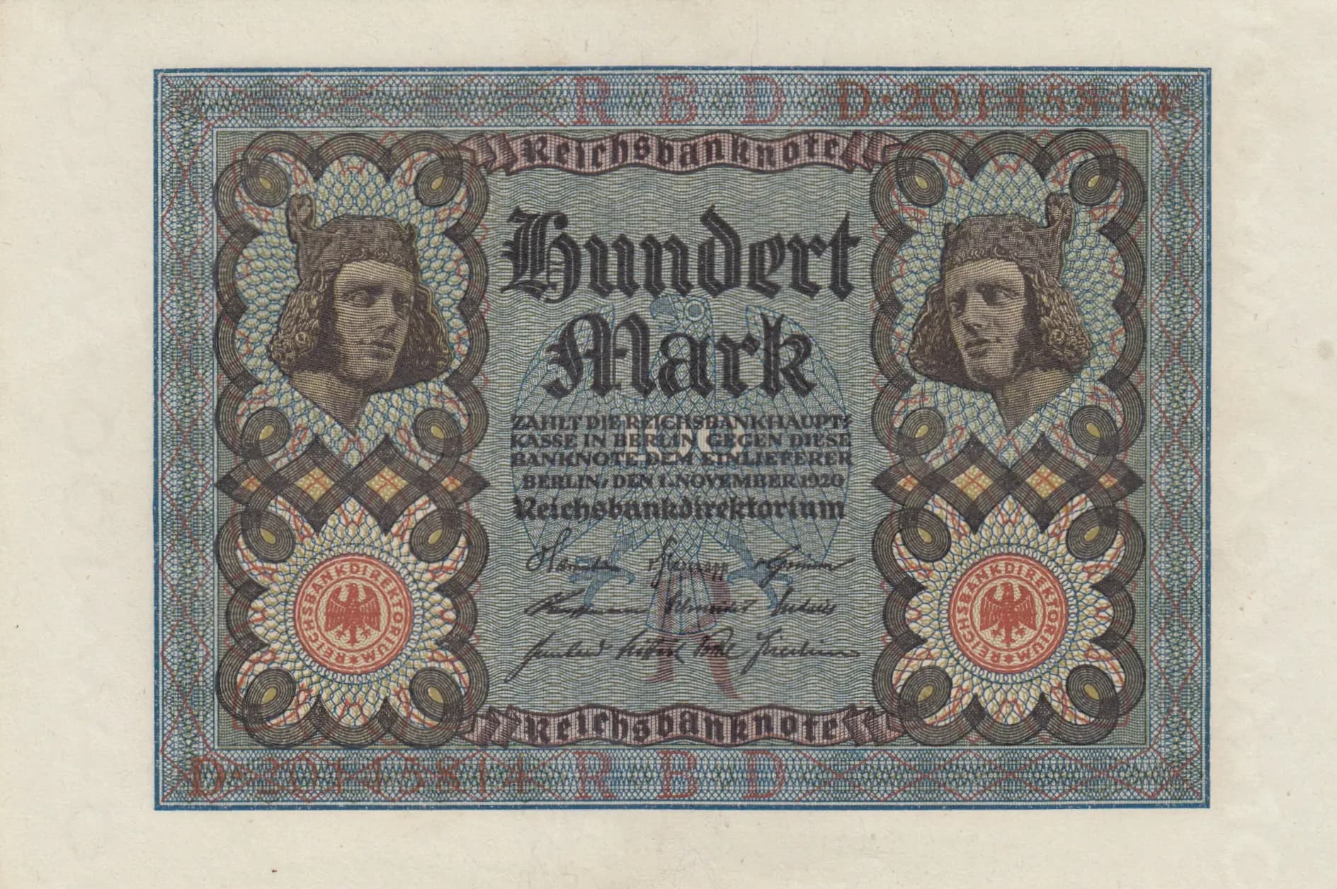 100 mark 1920 from Germany , P-69b (1920) — image 1