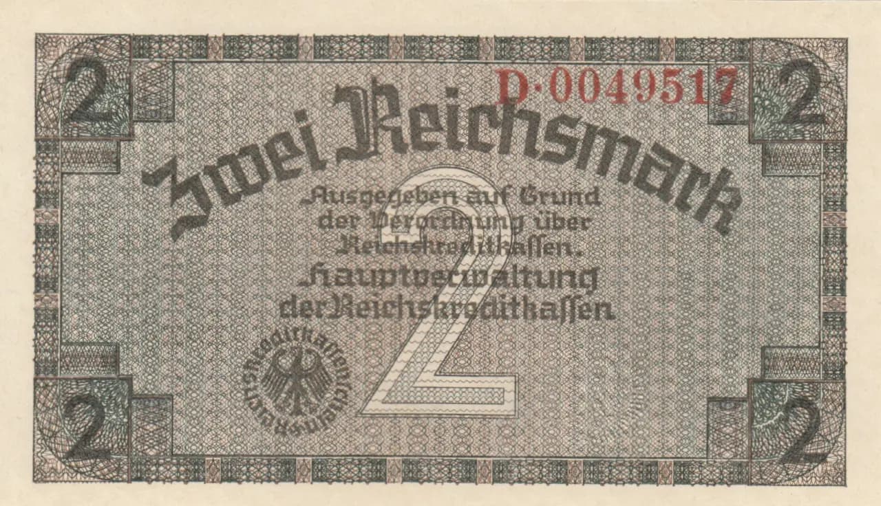 2 reichsmark 1940 from Germany , P-R137
