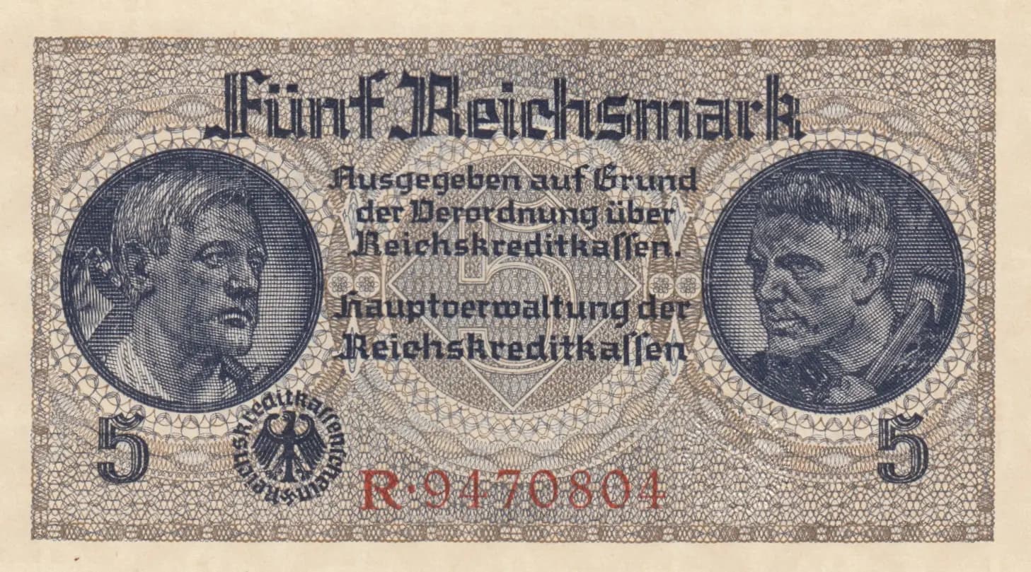 5 reichsmark 1940 from Germany , P-R138a