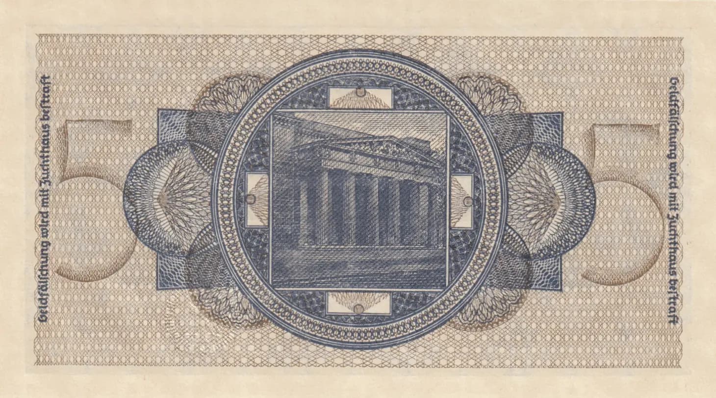 5 reichsmark 1940 from Germany , P-R138a (1940) — image 2
