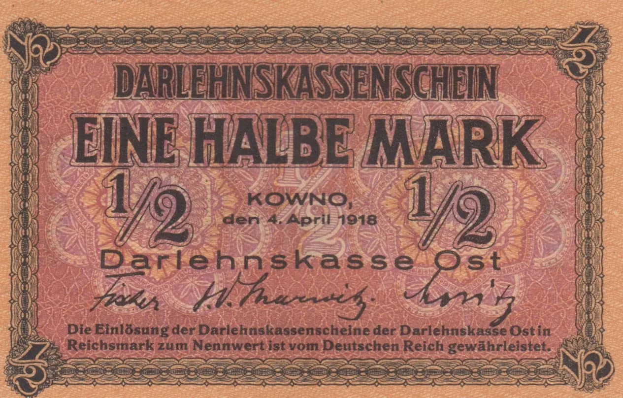 1/2 mark 1918 from Germany, P-R127 (1918) — image 1