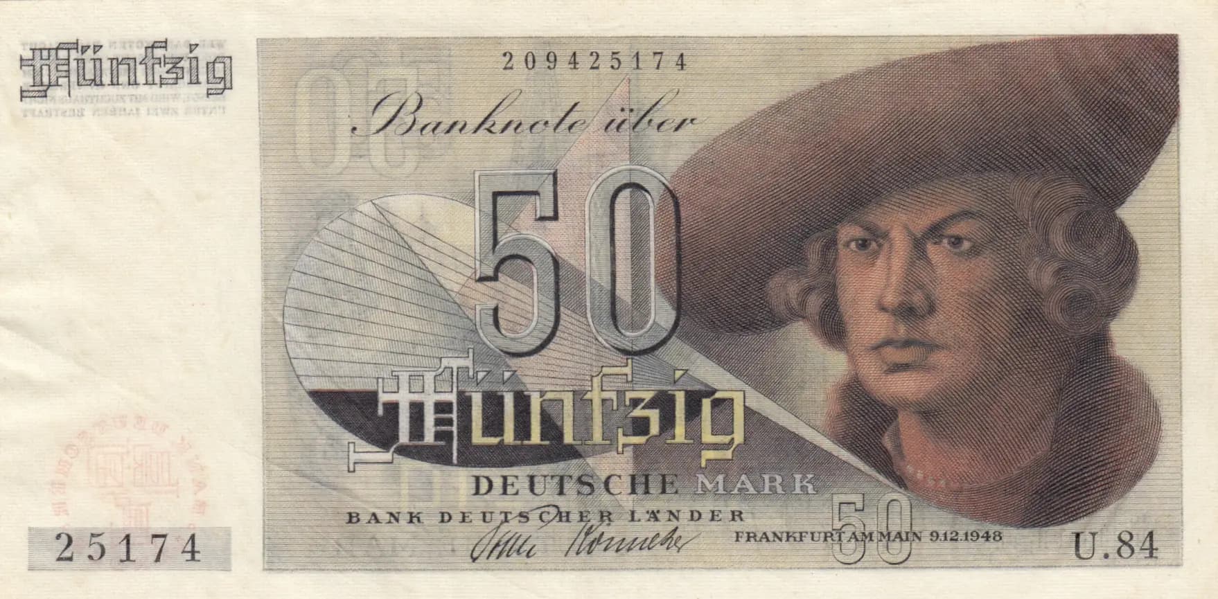 50 mark 1948 from Germany, Federal Republic, P-14a