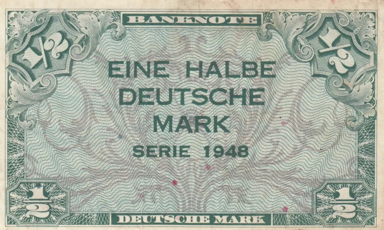1/2 mark 1948 from Germany, Federal Republic, P-1a