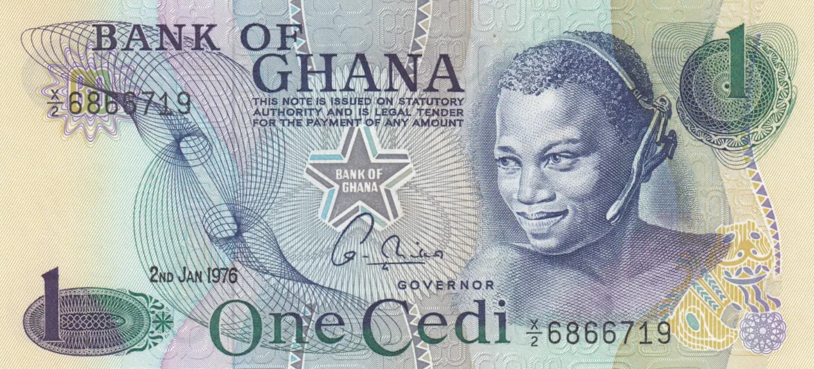 1 cedi 1976 from Ghana, P-13c (1976) — image 1
