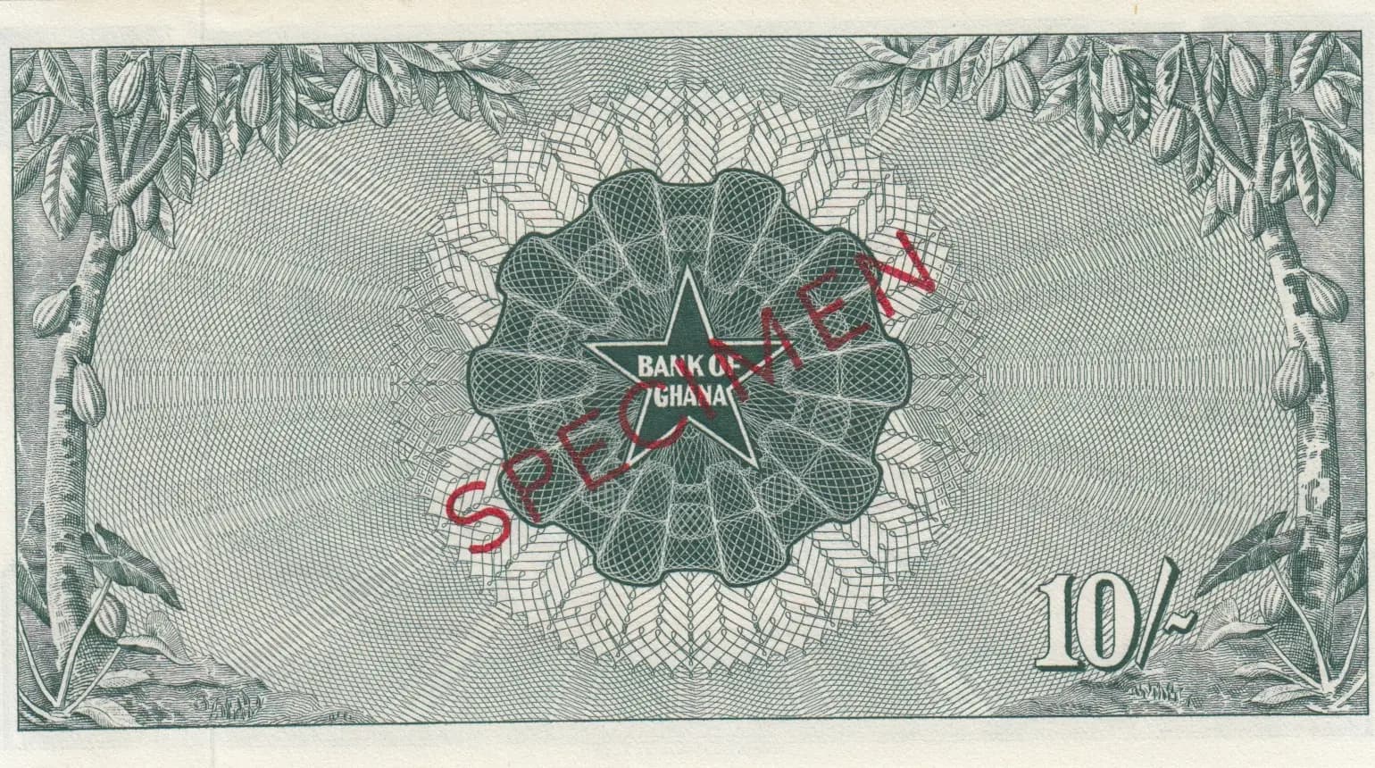10 shillings 1958 specimen from Ghana, P-1as (1958) — image 2